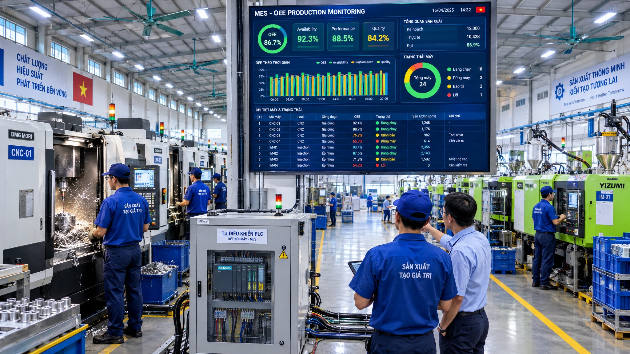 Phần mềm quản lý sản xuất và OEE thời gian thực
