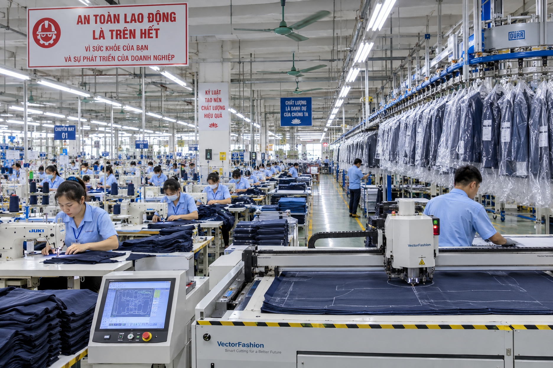 Hệ thống SCADA giám sát năng suất dây chuyền may